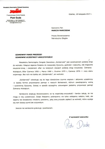 18.11.2017 Głogów wita Bohaterów. Listy od Najwyższych Władz RP — zdjęcie 5